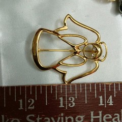 AAI Gold Plated Angel Brooch Vintage Pin Signed