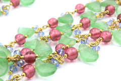 Gorgeous Patte De Verre French Couture Green Purple Acrylic Beads Necklace