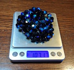 Vintage Black Faceted Glass Bead Strand Necklace 40″ 10mm AB See Pics/Descrip