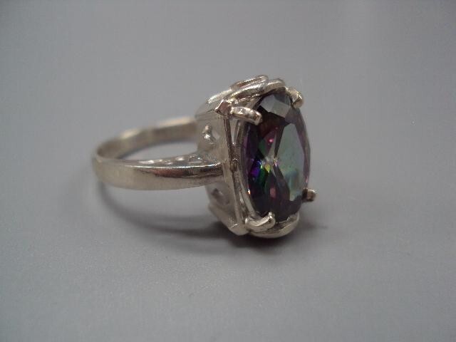 Nice Vintage Women’s ring quartz irradiated silver 925 Ukraine big size 11.25 us