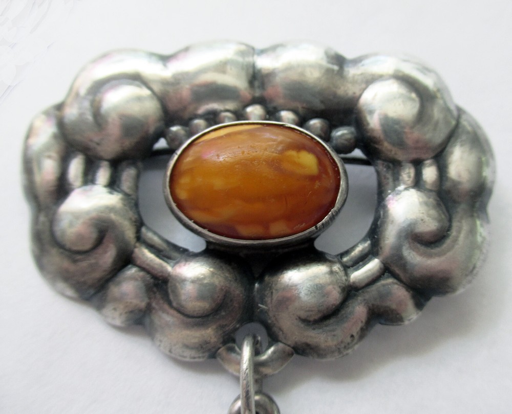 2 7/8 INCH 1910 SKONVIRKE JENSEN & AKERLUND DENMARK 830 STERLING SILVER BROOCH