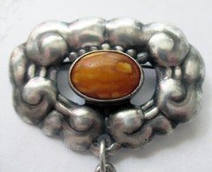 2 7/8 INCH 1910 SKONVIRKE JENSEN & AKERLUND DENMARK 830 STERLING SILVER BROOCH