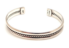 Vintage Sterling Silver Rope Cable Design 10.0 mm Cuff Bracelet, 6.75″, 20.7g