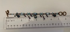 Vintage Cookie Lee Blue Rhinestone On Copper Charm Bracelet Adj. 7-7.75” Toggle