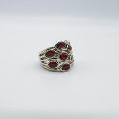 Vintage Red Statement Ring Size 7 to 8.5 Expandable Gold Tone