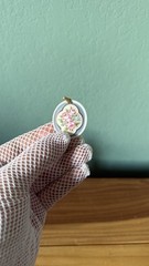 Vintage Avon 1989 Porcelain Floral Pendant Pink Roses Gold Accent 1.25”