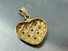 Vintage 585 14K Yellow Gold Diamond Heart Shaped Charm or Pendant 2.7 Grams
