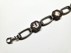 Vintage Art Deco Victor Mayer Silver Good Luck Bracelet Mahogany Wood Panel