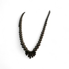 Vtg Art Deco Style Hematite Fringe Statement Necklace 30″ Whimsigoth Witchy 110g