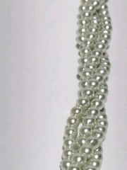 Vintage Pale Green Layered Imitation Pearl Bead Necklace With End Caps 17″