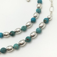 Silver Schark Handmade Sterling Silver & Turquoise Choker Necklace 16-19″ #41