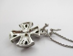Judith Ripka 0.68CTW Sapphire 0.44CTW Diamond Cross Pendant 18K White Gold 16″