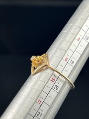 ATQ Vtg 10k Yellow Gold Diamond Ring Brooch Conversion Flower in Square sz 10