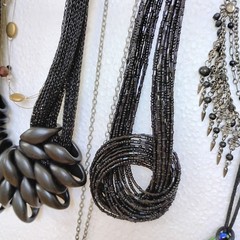 Lot Of Black Stone Gothic Necklaces 16 Owl Choker Vintage