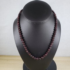 Vintage Genuine Almandine Garnet Small Bead Strand Choker Necklace Barrel Clasp