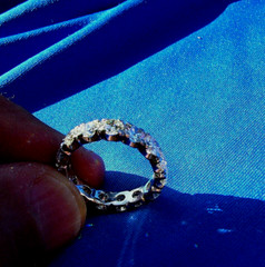 Original EARTH MINED DIAMOND Deco Band Vintage Eternity Anniversary Ring Size 7