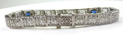Antique 1920’s Diamond Filigree Bracelet Platinum 14KW 8″x 3.04″ EGL USA 11.8Gms