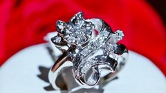 14k white gold ring 0.12ct natural diamond size 4.75 flower vintage 3.35gr N3444