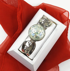 Vintage PAZ Israel 925 Sterling Silver Cuff Bracelet Roman Glass Scroll Jewelry