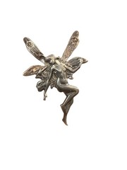 Vintage 925 Sterling Silver Fairy Brooch Pin Mythical Winged Woman Jewelry