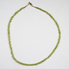 Vintage Necklace Clear Light Green Irregular Glass Bead Strand 8.25″ Gold Clasp