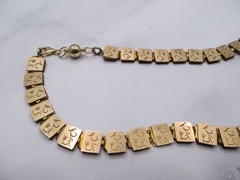 Antique 12k Yellow Gold Silver Book Sandwich Reversible Chain 18″ Necklace #110