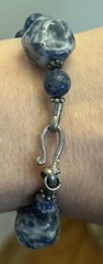 Vintage JTV sodalite Gemstone pewter beaded bracelet size average 7