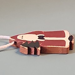 Father Christmas Necklace or Ornament Wooden Hand Painted Santa Vintage Mini