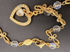 Kirks Folly Charm Necklace Angels Rings Hearts Frog Cat Alligator Crystals RARE