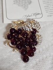 Nolan Miller Bordeaux Grape Pin Brooch *MINT NOS W/ ORIGINAL BOX & COA*
