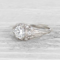 1.35Ct White Round Simulated Diamond Art Deco Victorian 1910s Ring In 925 Silver