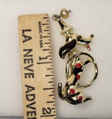 Dog Dachshund Jumping Through Hoop Circus Vintage Brooch Pin Pendant No Brand