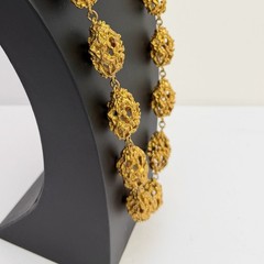 Vintage Chunky Gold Tone Necklace Runway Statement HUGE Heavy Nuggets Brutalist