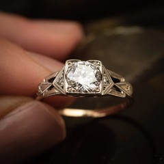 Stunning Vintage Style Geometric Art Deco Lab Created Diamond Engagement 925Ring