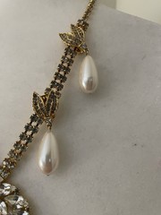 Vintage 1950’s-1970’s Faux Pearl & Rhinestone Pendant & Clip On Earring Set