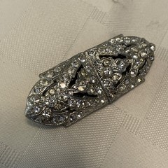 VTG Coro Duette Silver Tone Rhinestone Art Deco Convertible Dress Clips Brooch