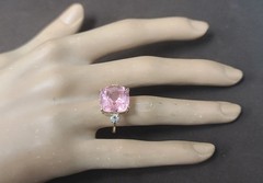 Vintage 14k Yellow Gold Engagement Ring 9.07ct. Natural Pink Tourmaline Cushion
