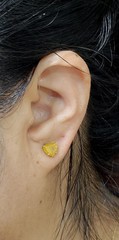 H.STERN Natural Fancy Vivid Orange-Yellow Heart Diamond Earrings 18K YG GIA Box