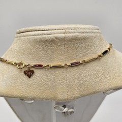 Vintage Joan Rivers Hearts and Flowers 26″ Gold Tone Necklace 19 Charms IOB