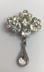 VTG AJC Rhinestone Brooch Pin Teardrop Dangle Silver Tone Costume Jewelry Goth