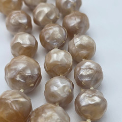 Vintage Champagne Thermoset Lucite Bead Necklace 3 Strand Graduated MCM 21 In