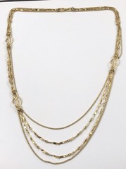 Vintage Monet Multi Strand Layered Long Necklace Gold Tone 32 In. #502