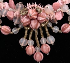VTG W GERMANY Miriam Haskell Style Pink GLASS Petal ART GLASS Choker NECKLACE