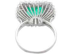 Vintage Emerald and Diamond Platinum Ballerina Ring