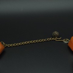 Vintage Orange Amber Bakelite Chunky Geometric Floral Bead Necklace Tested 15.5″