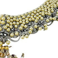 vtg beaded pieces from dresses w rhinestones pearls for crafts etc