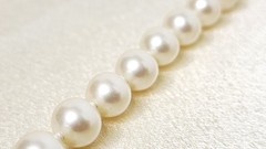 Vintage Glass Faux Pearl Necklace Signed G. Silver Clasp – 6mm Beads, 36″ L