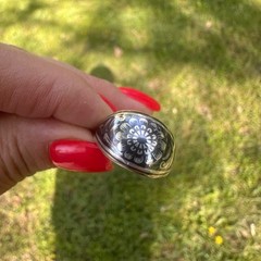 Vintage Soviet USSR 875 Silver Kubachi Niello Gilt Ring Hand Carved Ornate Band