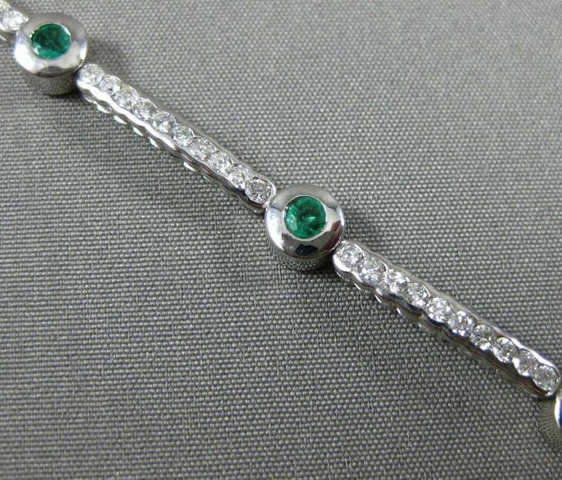 ESTATE 2.30CT DIAMOND & EMERALD 14K WHITE GOLD 3D ETOILE CLASSIC TENNIS BRACELET