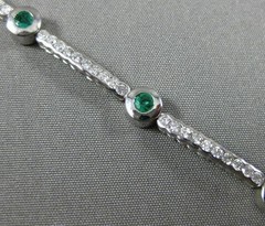 ESTATE 2.30CT DIAMOND & EMERALD 14K WHITE GOLD 3D ETOILE CLASSIC TENNIS BRACELET